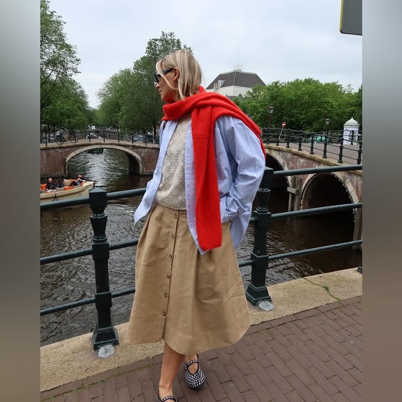 Sézane Oksana Midi Skirt – NWT – Size US 4 / EU 36- beige - Picture 4 of 11